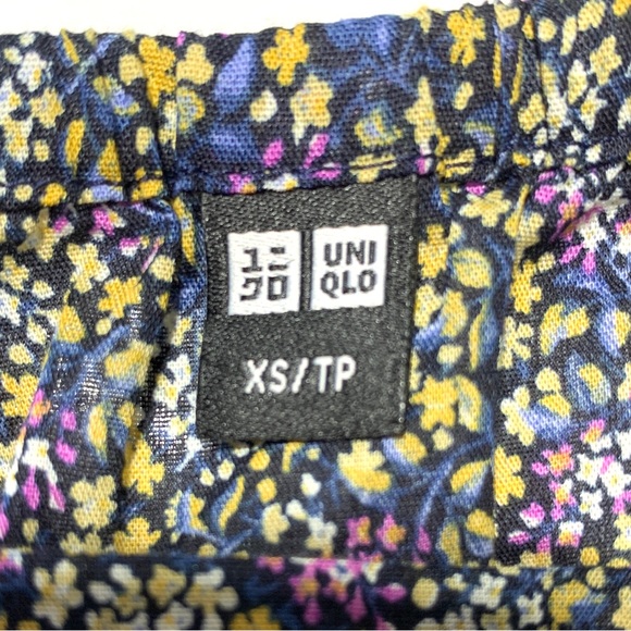 Uniqlo Cotton Printed Peasant Cropped Balloon Short Sleeve Blouse Size XS - Picture 4 of 11